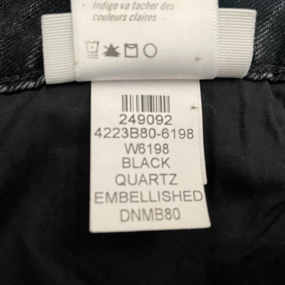 Paige Black Quartz Noella Straight Leg Boyfriend Jeans Women's 32 Stretch Denim - Picture 9 of 11